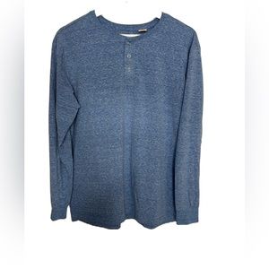 ClearWater Outfitters Mens Henley Snap Front Longsleeve Shirt Blue Size Medium